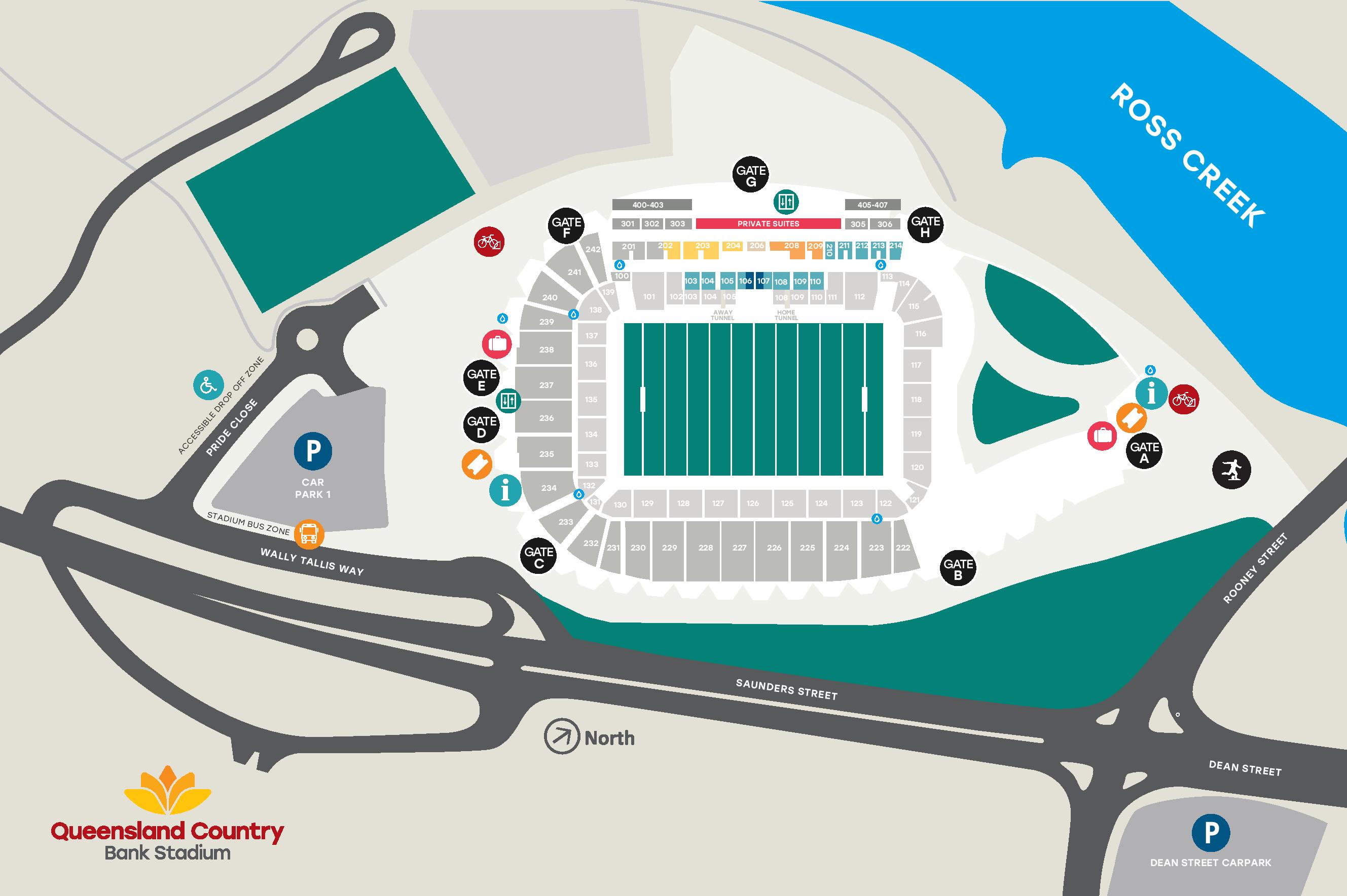 Stadium Map At Queensland Country Bank Stadium